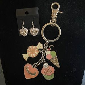 Juicy Couture Sterling Earrings & Keychain Set